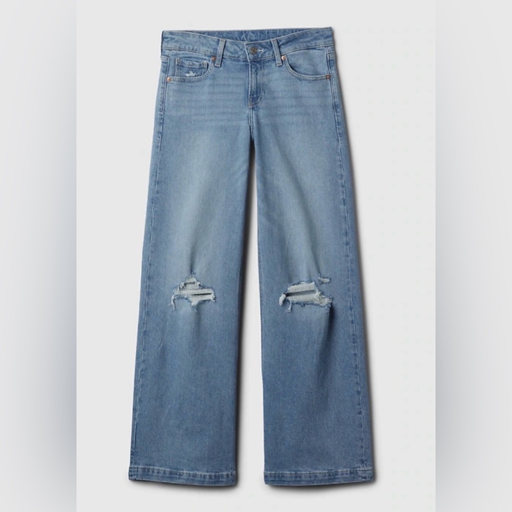 Gap Women’s Low Rise Stride Distressed Wide Leg Jeans, Size 34 - Picture 3 of 9